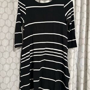 Ava Sky Black and White Striped Dress
